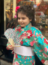 Load image into Gallery viewer, Kimono Robe - Turquoise Florals