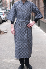 Load image into Gallery viewer, Flannel Kimono Robe - blue tartans, unisex