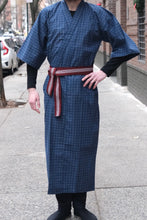 Load image into Gallery viewer, Flannel Kimono Robe - blue tartans, unisex