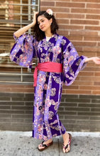 Load image into Gallery viewer, Kimono Robe - long - florals, geisha and bold stripes