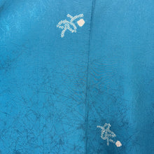 Load image into Gallery viewer, Vintage Women’s Haori Jacket - shibori flowers on cyan blue
