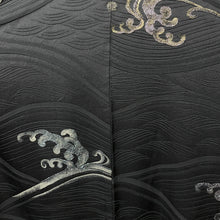 Load image into Gallery viewer, Vintage Women’s Haori Jacket - silver waves on black