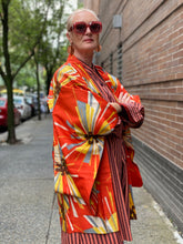 Load image into Gallery viewer, Antique Haori Jacket - Dancing fans on Orange