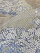 Load image into Gallery viewer, Fukuro Obi - peonies in silver/steel blue