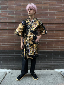 Kimono Robe-Golden Dragon and Tiger Short