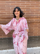 Load image into Gallery viewer, Kimono Robe - rose pink plum blossoms on pink