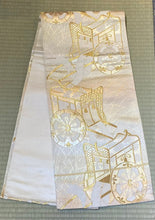 Load image into Gallery viewer, Fukuro Obi - fans and chariots in silver/gold