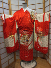 Load image into Gallery viewer, Furisode Kimono - celebratory red and white