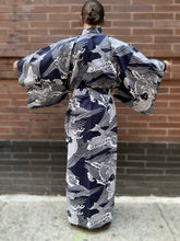 Load image into Gallery viewer, Men’s Kimono Robe - Navy/White Carp Waves