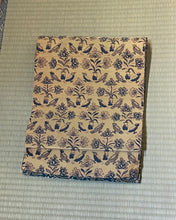 Load image into Gallery viewer, Fukuro Obi - animal and bird menagerie blue/gold