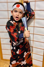 Load image into Gallery viewer, Kimono Robe - boy's dragons on black