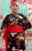 Load image into Gallery viewer, Kimono Robe - boy's dragons on black