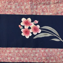 Load image into Gallery viewer, Nagoya Obi - Pink Flowers on Midnight Blue