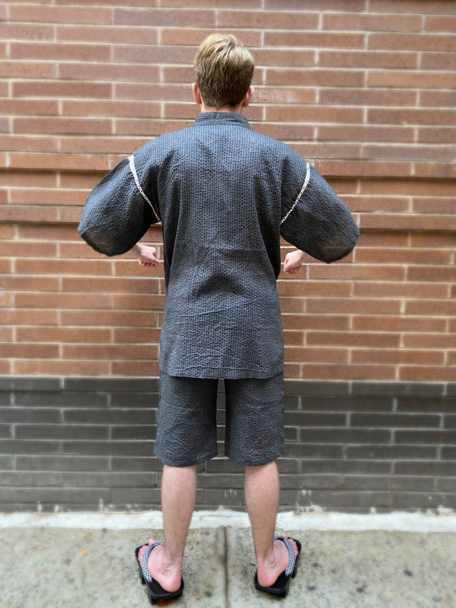 Jinbei - black/gray stripes – Kimono House NYC