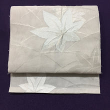 Load image into Gallery viewer, Nagoya Obi (summer) - white/silver maple leaves
