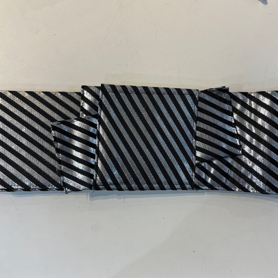 Ready-Made Men's Obi - stripes in black/silver