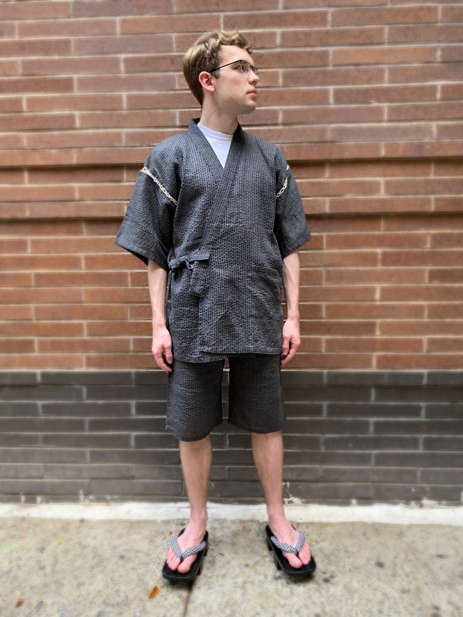 Jinbei - black/gray stripes – Kimono House NYC