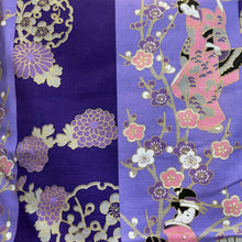 Load image into Gallery viewer, Kimono Robe - long - florals, geisha and bold stripes
