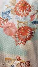Load image into Gallery viewer, Vintage Furisode - Light Blue/White with Embroidered Flowers