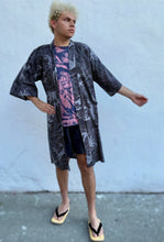 Load image into Gallery viewer, Kimono Robe - stormy waves grey black
