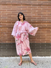 Load image into Gallery viewer, Kimono Robe - rose pink plum blossoms on pink
