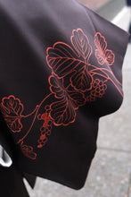 Load image into Gallery viewer, Women's Haori Jacket -  Dark Chocolate with Red Grape Pattern
