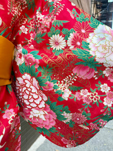 Kimono Robe - red floral