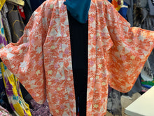 Load image into Gallery viewer, Women&#39;s Haori Jacket -  Salmon pink, folding fan, flowers, pastel colors
