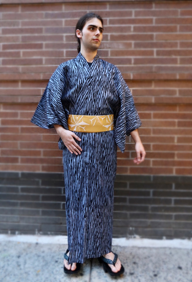 Jinbei - black/gray stripes – Kimono House NYC
