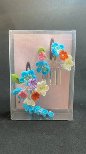 Hair Accessories - Blue Two Piece Silk Bouquet Clip Set