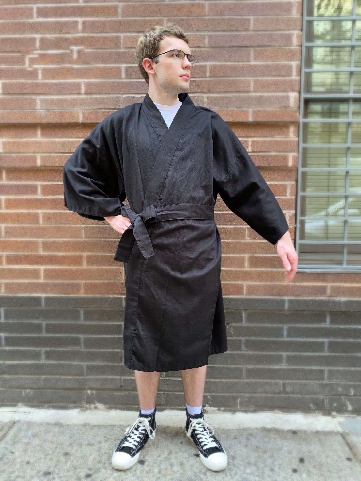 Kimono Robe - short - high grade cotton black Kimono House NYC Kimono Robe - short - high grade cotton black Kimono House NYC