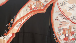 Furisode Kimono - good luck patterns black/cream