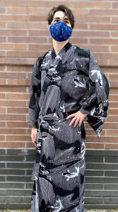 Kimono Robe - long - black carp