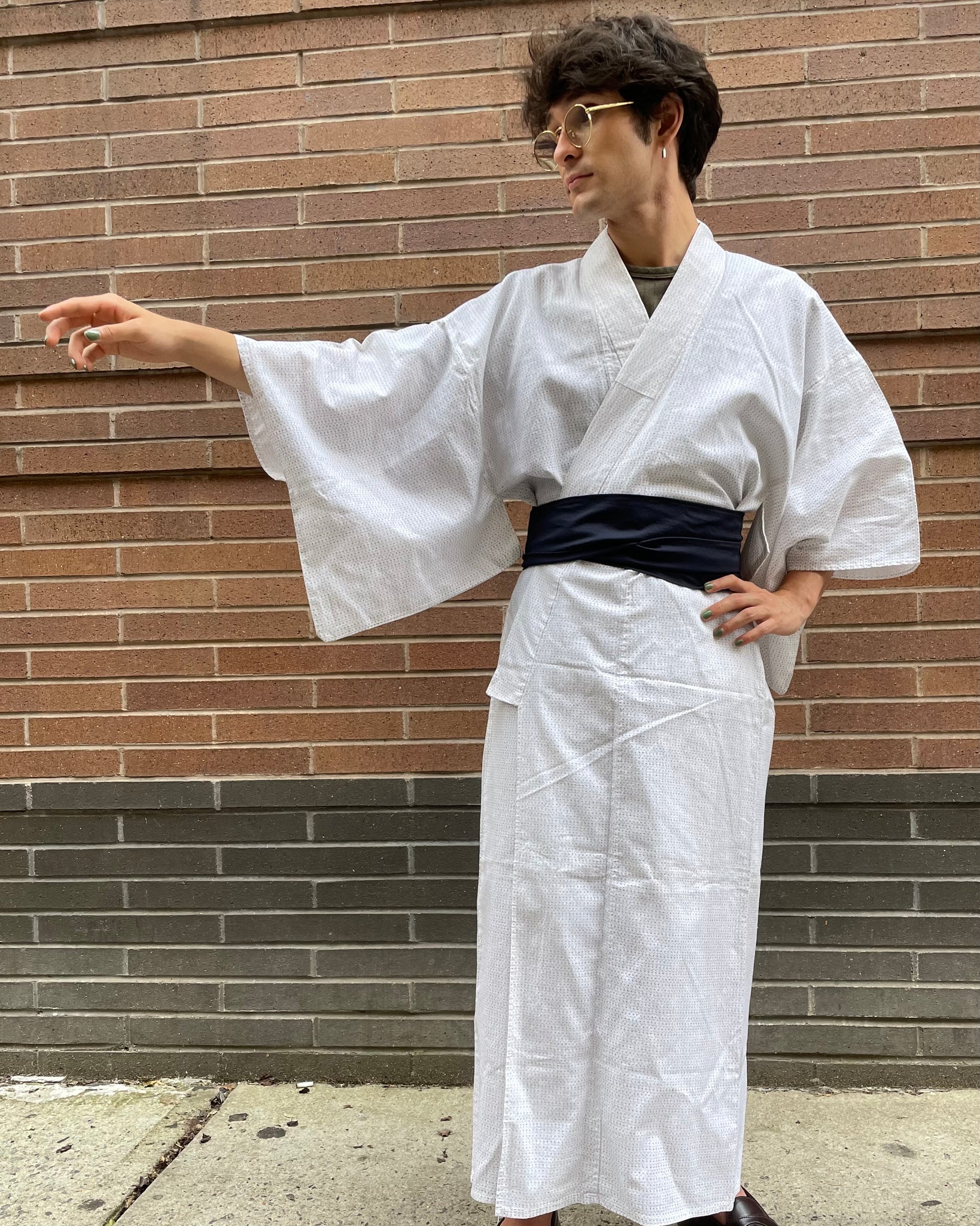 Yukata - White Kasuri – Kimono House NYC