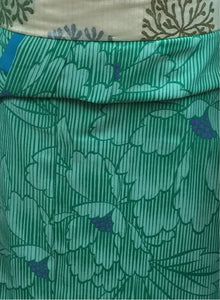 Washable Komon Kimono - green peonies