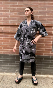 Kimono Robe - short - black carp