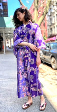 Load image into Gallery viewer, Kimono Robe - long - florals, geisha and bold stripes
