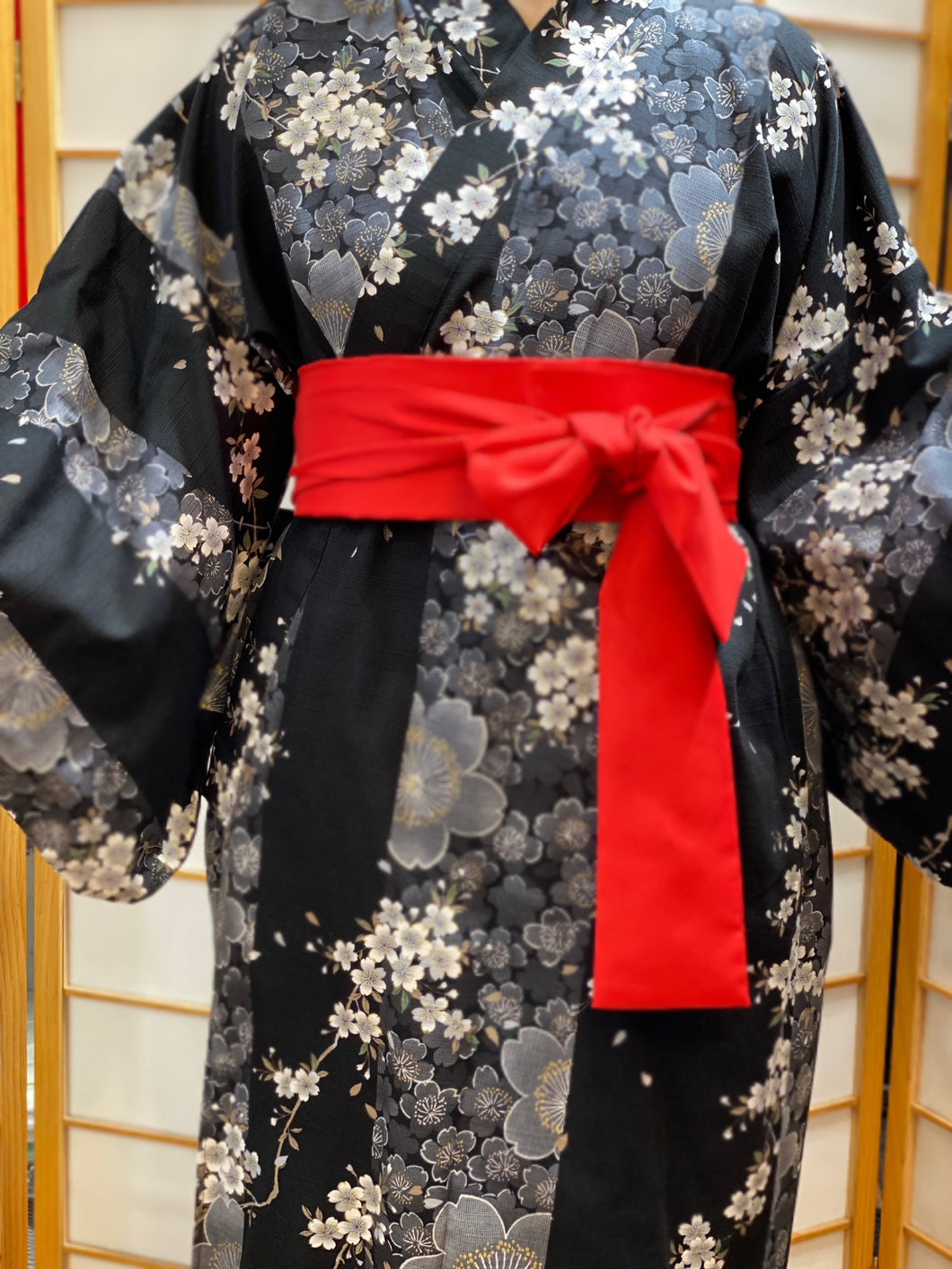 Kimono Robe - black floral