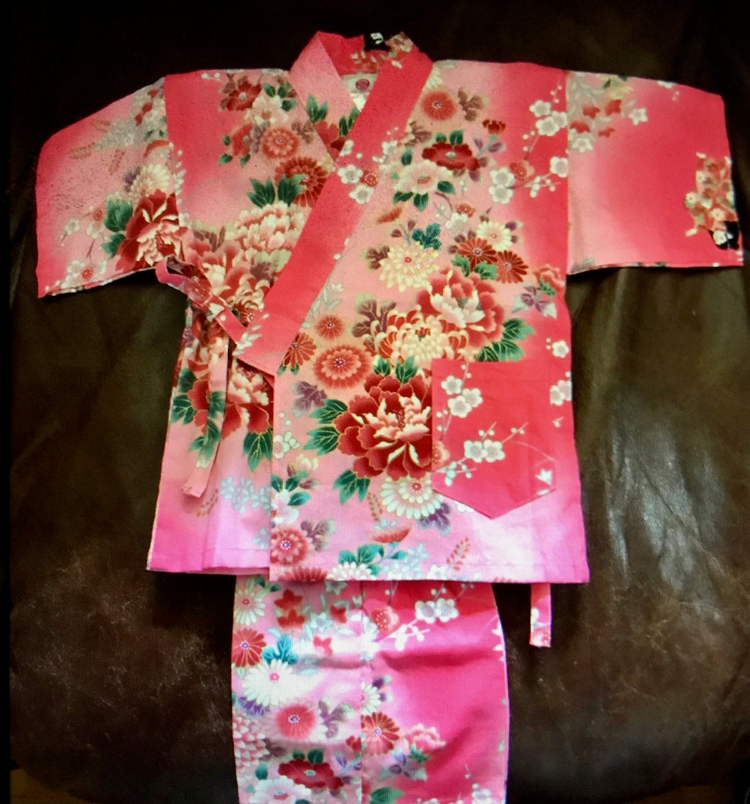 Jinbei - Cotton two piece kimono set (pink)