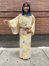 Load image into Gallery viewer, Traditional Yukata - peonies and cranes on yellow
