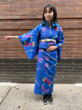 Load image into Gallery viewer, Traditional Yukata - rainbow dragonfly on blue
