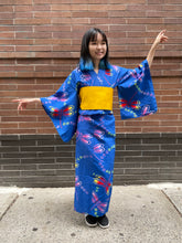 Load image into Gallery viewer, Traditional Yukata - rainbow dragonfly on blue

