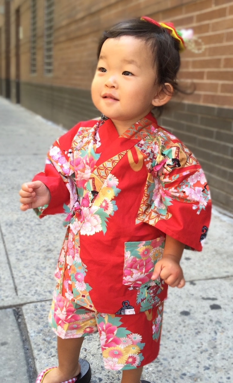 Girl's Kids Jinbei Yukata Robe Kimono for Summer- Dolls in