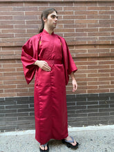 Load image into Gallery viewer, Satin Kimono Robe - vermillion/golden fortune - long
