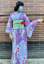 Load image into Gallery viewer, Plus Size Washable Komon Kimono - Floral Stripes

