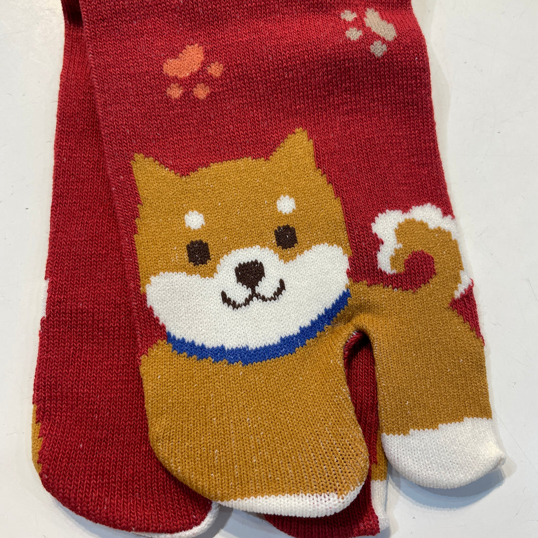 Two-Toe Socks - crew - Shiba dogs