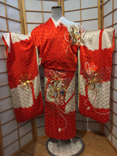 Load image into Gallery viewer, Furisode Kimono - celebratory red and white

