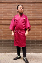 Load image into Gallery viewer, Satin Kimono Robe - vermillion/golden fortune - short
