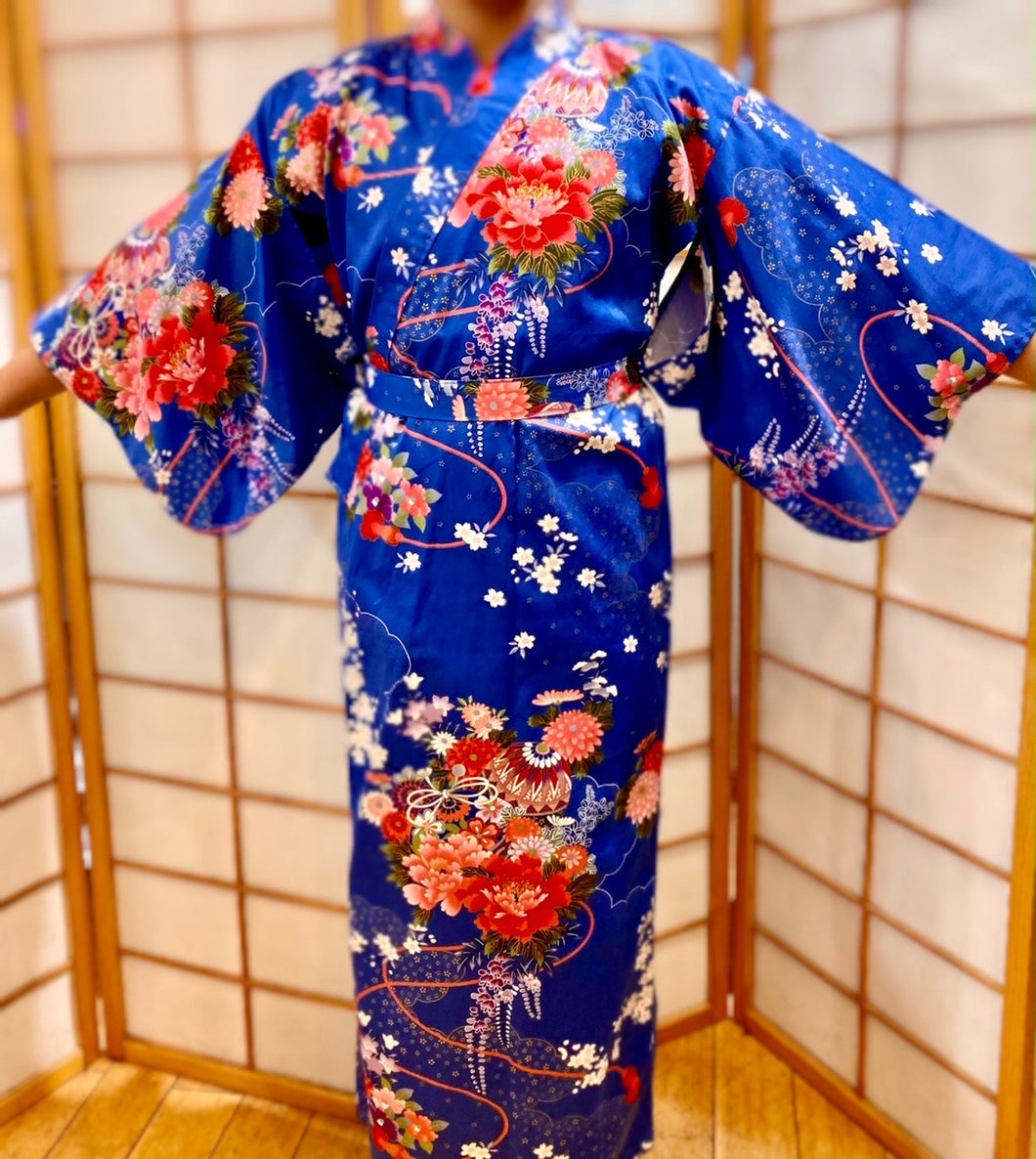Kimono Robe - girls temari ball in blue