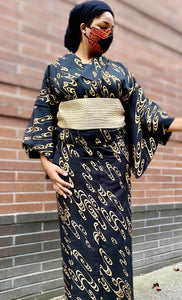 Casual Kimono - gold water on black